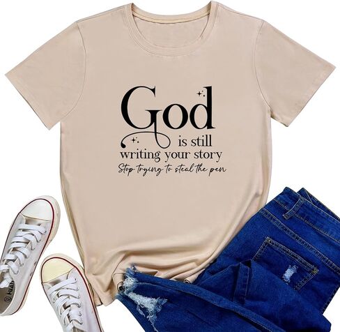LOOKFACE Womens God is Still T Shirt Comfy Tops Graphic Tees in Saudi Arabia