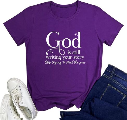 LOOKFACE Womens God is Still T Shirt Comfy Tops Graphic Tees in Saudi Arabia