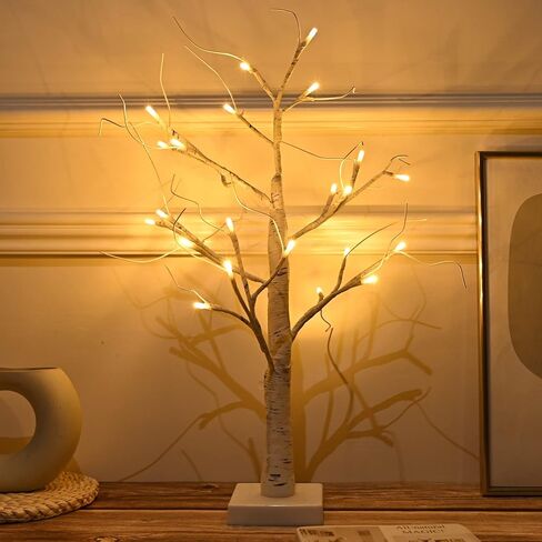 Easter Decorations kemooie 24 inch Pre-lit White Birch Tree with 24pcs Easter Egg Ornaments, 24 Led Lights Battery Operated Table Centerpiece for Party Birthday Home Spring Decoration Indoor Use in Saudi Arabia