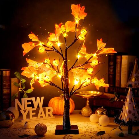 Simplepolymer 22 Inch Artificial Tree Lamp 24 LED Tree Lights Halloween Tree Light Decorations Indoor Outdoor for Home Table Mantle Halloween Party Decor (Purple) in Saudi Arabia