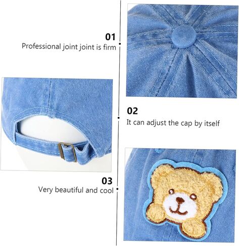 Veemoon Retro Bear Cowboy Hat Girl Cotton Baseball Cap Peaked Brim Outdoor Sun Protection Hat Fashionable for Fishing Camping Beach Blue in Saudi Arabia
