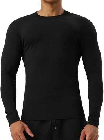 تي شيرت رياضي رجالي من TADUANO بأكمام طويلة وسريع الجفاف للتمرين في صالة الألعاب الرياضية، تي شيرت داخلي رياضي للجري، طبقة أساسية in Kuwait