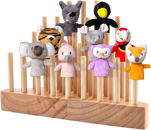 FINGERINSPIRE Finger Puppets Stand 33 Sticks Layered Finger Puppets Stand 3.9x11.7x8.6inch Wooden Arch Display Holder with Natural Peru Color for Home Office Models Storage Organization in Saudi Arabia