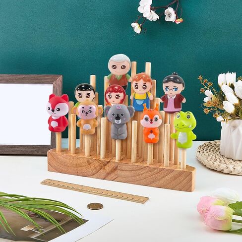 FINGERINSPIRE Finger Puppets Stand 33 Sticks Layered Finger Puppets Stand 3.9x11.7x8.6inch Wooden Arch Display Holder with Natural Peru Color for Home Office Models Storage Organization in Saudi Arabia