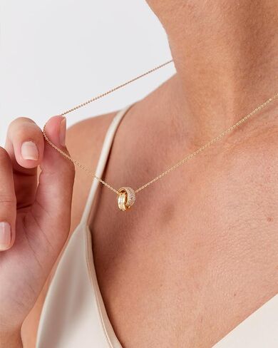 JA.S.JR 14K Gold Plated CZ Minimalist Dainty Pendant Necklace | Gold Necklace for Women | Daily Wear Gold Jewelry in Saudi Arabia