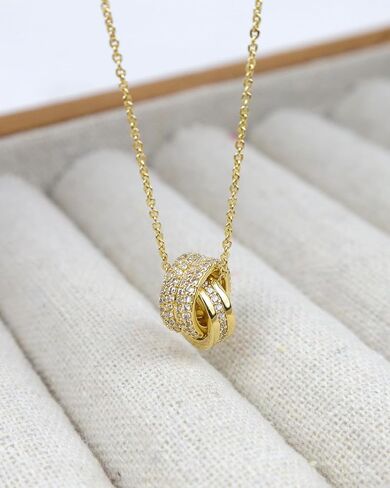 JA.S.JR 14K Gold Plated CZ Minimalist Dainty Pendant Necklace | Gold Necklace for Women | Daily Wear Gold Jewelry in Saudi Arabia