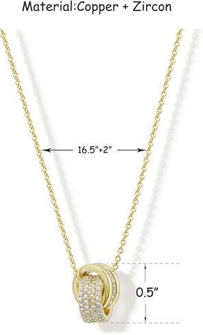 JA.S.JR 14K Gold Plated CZ Minimalist Dainty Pendant Necklace | Gold Necklace for Women | Daily Wear Gold Jewelry in Saudi Arabia