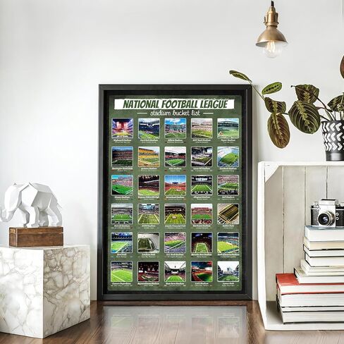 GKLTVB Football Stadiums Scratch Off Poster,Football Gifts for Men or Boy, All 30 Updated Playing Field Posters,foot ball Room Decor,18x12 IN in Saudi Arabia