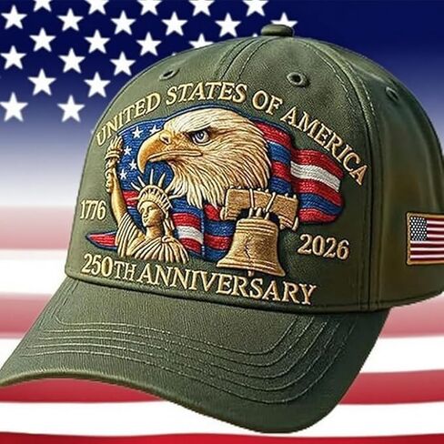 4 عبوات من قبعات البيسبول للذكرى السنوية الـ 250 للولايات المتحدة، قبعات وطنية قابلة للتعديل مع نسر وعلم مطبوعين، قبعات تحية تذكارية للرجال والنساء متعددة in Kuwait