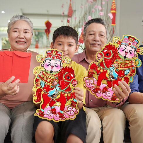 Epakh 8 Pcs 2026 Chinese New Year Stickers Wall Window Door Decorations, 3D Zodiac Horse Wall Sticker, Door Clings, Lunar New Year Horse Spring Festival Walls Window Doors Sticker for Home Decorations in Saudi Arabia