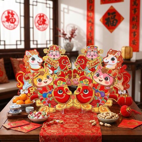 Epakh 8 Pcs 2026 Chinese New Year Stickers Wall Window Door Decorations, 3D Zodiac Horse Wall Sticker, Door Clings, Lunar New Year Horse Spring Festival Walls Window Doors Sticker for Home Decorations in Saudi Arabia