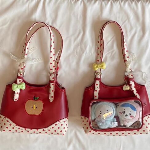 Umhje حقائب يد شفافة للنساء أحمر مزدوج الجانب منقطة غريب الأطوار أبل حقيبة كتف نزوة توي محفظة غير تقليدية in Kuwait