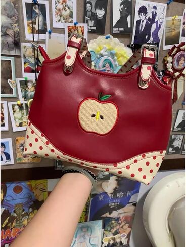 Umhje حقائب يد شفافة للنساء أحمر مزدوج الجانب منقطة غريب الأطوار أبل حقيبة كتف نزوة توي محفظة غير تقليدية in Kuwait