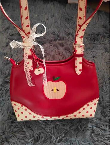 Umhje حقائب يد شفافة للنساء أحمر مزدوج الجانب منقطة غريب الأطوار أبل حقيبة كتف نزوة توي محفظة غير تقليدية in Kuwait