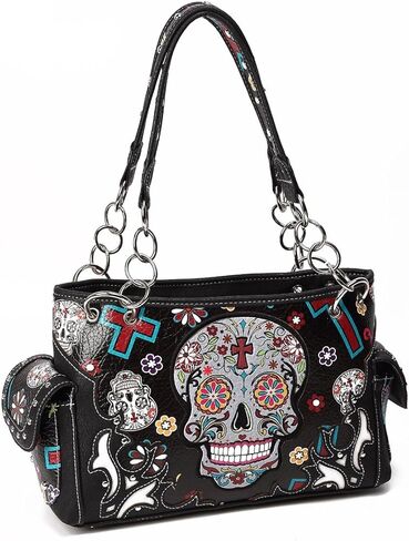 Sugar Skull Purse with Concealed Carry Pocket Day of The Dead Handbag in Kuwait