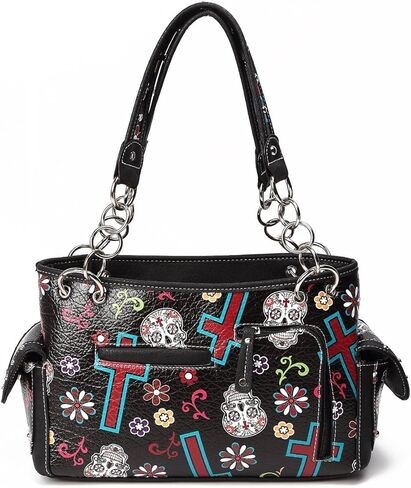 Sugar Skull Purse with Concealed Carry Pocket Day of The Dead Handbag in Kuwait