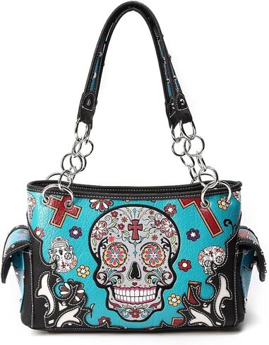 Sugar Skull Purse with Concealed Carry Pocket Day of The Dead Handbag in Kuwait
