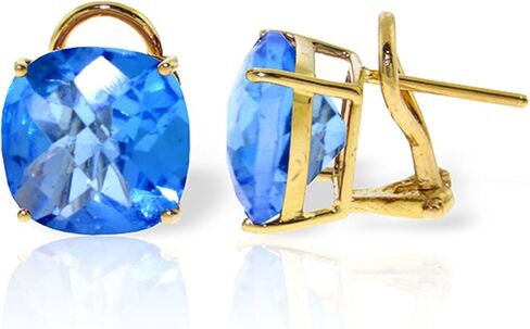 Galaxy Gold GG 14k الذهب الخالص 7.2ct أقراط مشبكية من التوباز الأزرق الأصلي الفرنسي in Kuwait