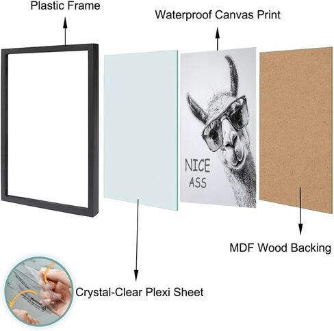 Bathroom Picture Wall Decor, Framed Black and White Bathroom Wall Art, Cheeky Llama Funny Canvas Print Painting, 10"x8" in Saudi Arabia