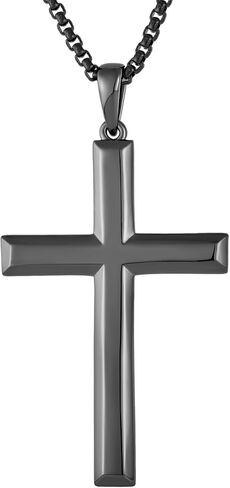 Wisbal Men's 925 Sterling Silver Gold-Plated, Silver-Plated, Black-Plated Cross Necklace with Stainless Steel Chain Women's Cross Pendant in Saudi Arabia