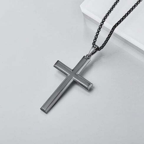 Wisbal Men's 925 Sterling Silver Gold-Plated, Silver-Plated, Black-Plated Cross Necklace with Stainless Steel Chain Women's Cross Pendant in Saudi Arabia