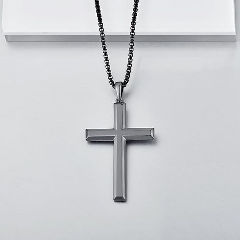 Wisbal Men's 925 Sterling Silver Gold-Plated, Silver-Plated, Black-Plated Cross Necklace with Stainless Steel Chain Women's Cross Pendant in Saudi Arabia