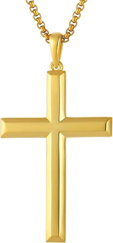 Wisbal Men's 925 Sterling Silver Gold-Plated, Silver-Plated, Black-Plated Cross Necklace with Stainless Steel Chain Women's Cross Pendant in Saudi Arabia