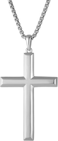 Wisbal Men's 925 Sterling Silver Gold-Plated, Silver-Plated, Black-Plated Cross Necklace with Stainless Steel Chain Women's Cross Pendant in Saudi Arabia