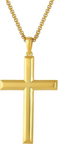Wisbal Men's 925 Sterling Silver Gold-Plated, Silver-Plated, Black-Plated Cross Necklace with Stainless Steel Chain Women's Cross Pendant in Saudi Arabia