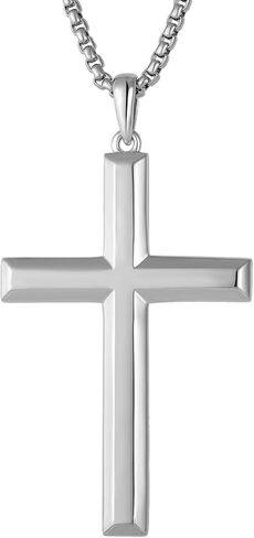 Wisbal Men's 925 Sterling Silver Gold-Plated, Silver-Plated, Black-Plated Cross Necklace with Stainless Steel Chain Women's Cross Pendant in Saudi Arabia