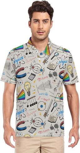 Periodic Table of The Elements Print Men's Polo Shirts Short Sleeve Quick Dry Athletic Outdoor Sports Golf Shirts S-XXL in Saudi Arabia