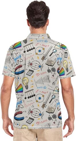 Periodic Table of The Elements Print Men's Polo Shirts Short Sleeve Quick Dry Athletic Outdoor Sports Golf Shirts S-XXL in Saudi Arabia