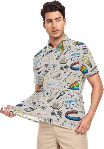 Periodic Table of The Elements Print Men's Polo Shirts Short Sleeve Quick Dry Athletic Outdoor Sports Golf Shirts S-XXL in Saudi Arabia