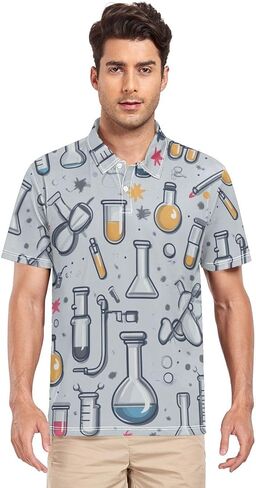 Periodic Table of The Elements Print Men's Polo Shirts Short Sleeve Quick Dry Athletic Outdoor Sports Golf Shirts S-XXL in Saudi Arabia