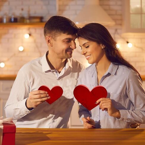 6 Pcs Valentine's Day Wooden Hearts Rustic Red Pink White Wooden Love Sign for Home Farmhouse Tiered Tray Wedding Valentines Anniversary Birthday Party Table Decorations in Saudi Arabia