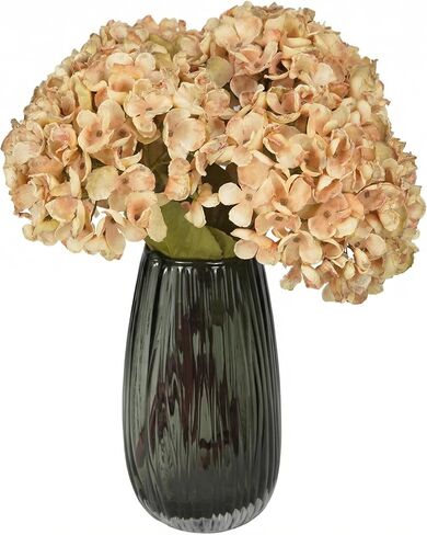 VIBILY Fall Artificial Dried Hydrangea Flowers, Vintage Green Dried Look, Fall Faux Flowers, Single Stem (Autumn Green, 4pcs) in Saudi Arabia