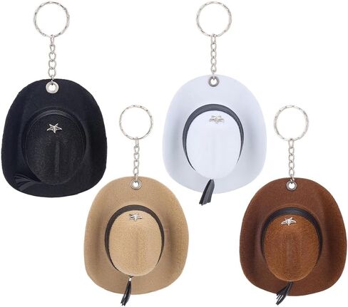 PH PandaHall 4pcs Western Cowboy Hat Keychain, Mini Hats Charm Keyring 4 Colors Soft Polyester Cowgirl Hat Shape Key Chains for Western Party Favors Gifts Crafts Christmas Halloween Home Bar Decor in Saudi Arabia
