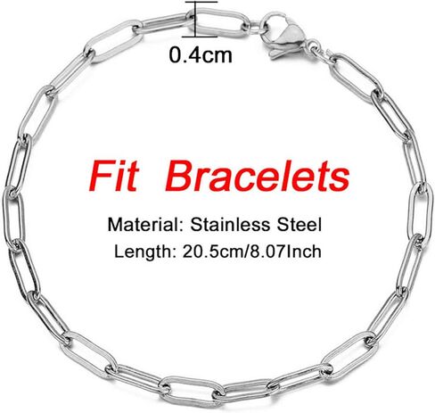 فاسق الفولاذ المقاوم للصدأ مشبك ورق سلسلة سوار الذهب الفضة اللون البيضاوي رابط لانهائي رمز بسيط الهيب البوب ​​البيضاوي مستطيل سوار مجوهرات للنساء الفتيات-الفضة in Kuwait