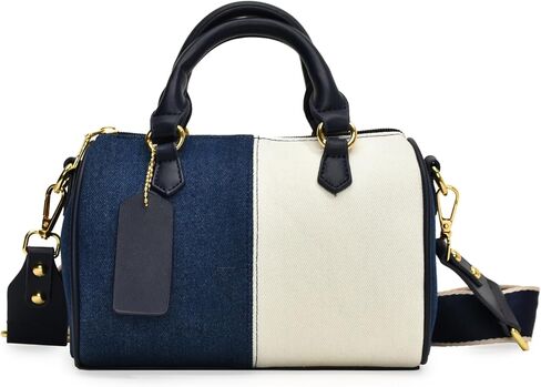 Barrel-shaped Denim MINI Handbag and Purse Women Tote Shoulder Crossbody Bag with Guitar Adjustable Shoulder Strap in Saudi Arabia