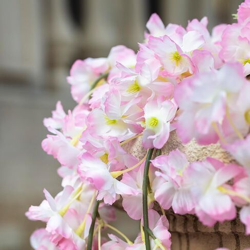 GPARK 2 حزمة / 70 بوصة / 5.9FT زهر الكرز الاصطناعي لتعليق الكروم زهرة الحرير إكليل لحفلات الزفاف ديكور الحائط الوردي الديكور الياباني الوردي الفاتح (حجم صغير) in Kuwait