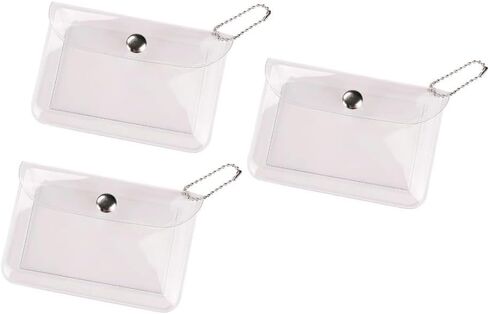 3 Pcs Clear Womens Card Holder Wallet Small Coin Purse Keychain Mini Change Pouch Credit Card Case Coin Purses and Pouches, Plastic PVC Coin Wallet in Saudi Arabia