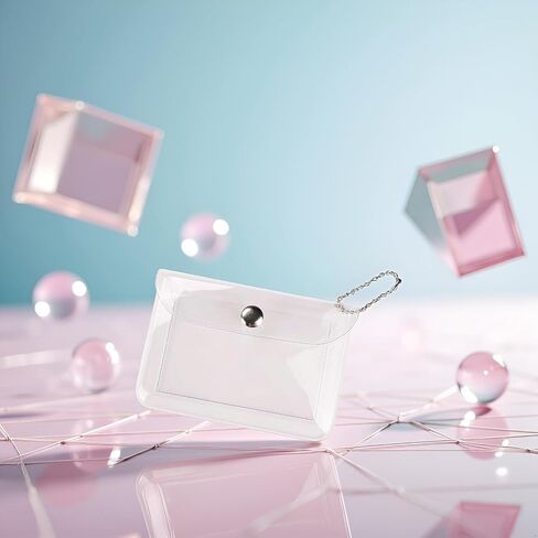3 Pcs Clear Womens Card Holder Wallet Small Coin Purse Keychain Mini Change Pouch Credit Card Case Coin Purses and Pouches, Plastic PVC Coin Wallet in Saudi Arabia