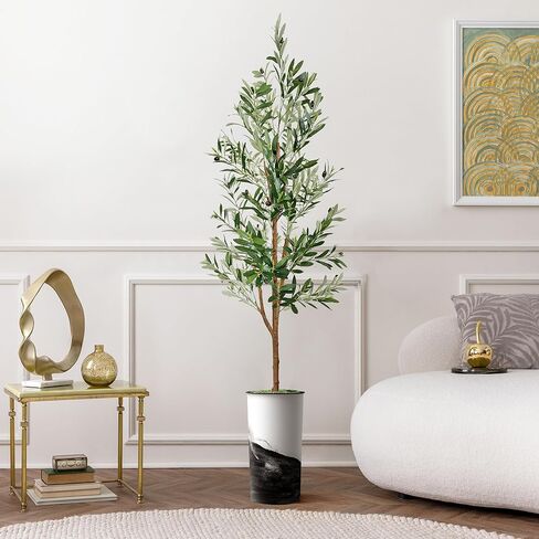 شجرة اصطناعية من SIGNWIN في زارع معاصر، شجرة حرير شجرة Dracaena المزيفة لتزيين المنزل الداخلي والخارجي - بطول 66 بوصة بشكل عام (وعاء نباتي بالإضافة إلى شجرة) in Kuwait