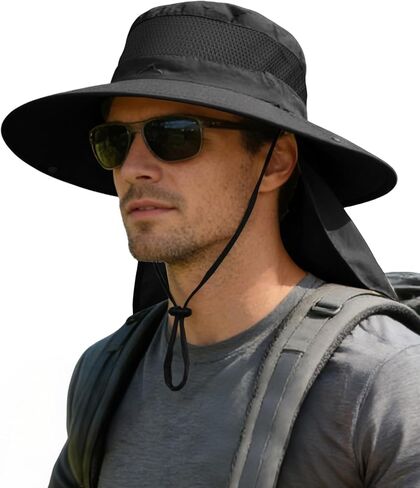 ZOORON Sun Hats for Men Women Fishing Hat with Neck Flap UPF 50+ Wide Brim in Saudi Arabia