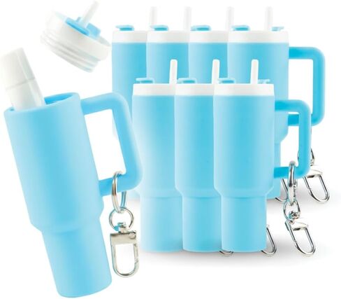 Hogg 8 pack Chap Stick Keychain Holder, Mini Tumbler Keychain Bulk, Mini Water Bottle Key Chain, 8pk Hot Pink in Saudi Arabia