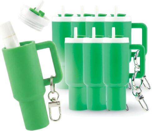 Hogg 8 pack Chap Stick Keychain Holder, Mini Tumbler Keychain Bulk, Mini Water Bottle Key Chain, 8pk Hot Pink in Saudi Arabia
