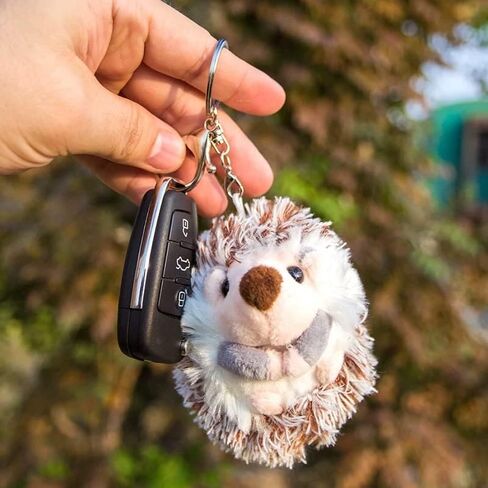 UR Sunshine Boys Girls Creative Funny Cute Kawai Little Brown Hedgehog Keychain, Soft Plush Stuffed Animal Hedgehog Keycrings Bag Backpack Decoration Bag Purse Pendant Car Key Ring Gift in Saudi Arabia