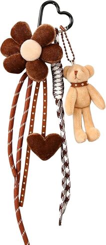 FURQNG Kawaii Plush Keychain Purse Charms Cute Brown Bag Charms for Women Handbags in Saudi Arabia