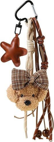 FURQNG Kawaii Plush Keychain Purse Charms Cute Brown Bag Charms for Women Handbags in Saudi Arabia