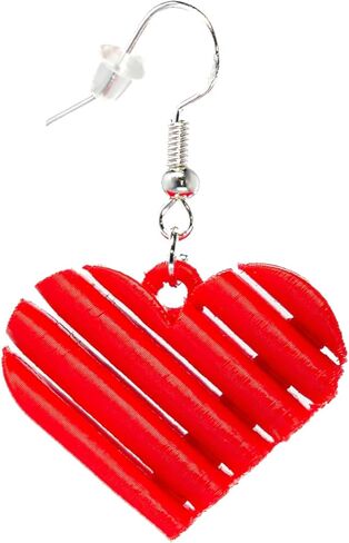 3D-Printed Heart Shaped Dangle Earrings for Women with 925 Sterling Silver French Hooks - Lightweight, Hypoallergenic, Elegant, Secure Fit, Romantic, Modern Unique Love Jewelry in Saudi Arabia